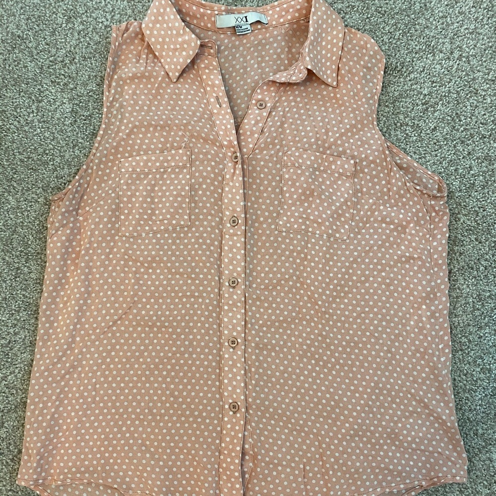 Polka Dot Button Up Tank Top